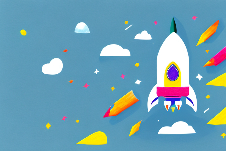 A colorful rocket ship made from paint and construction paper