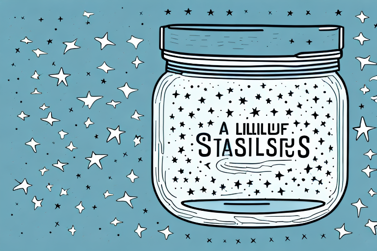 A jar filled with liquid and small stars