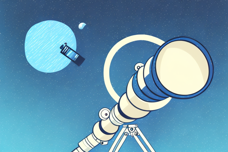 A telescope and a satellite in the night sky