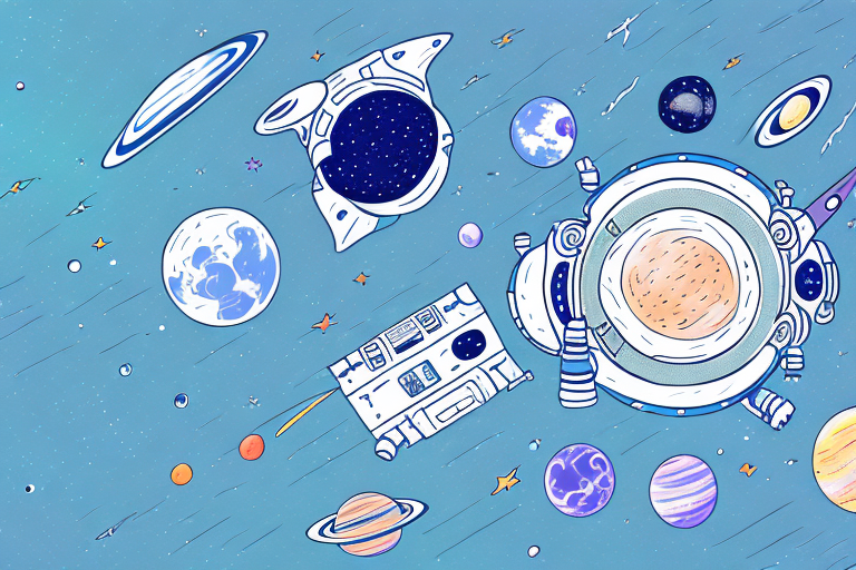 A child's creative project involving space-themed photography and videography equipment