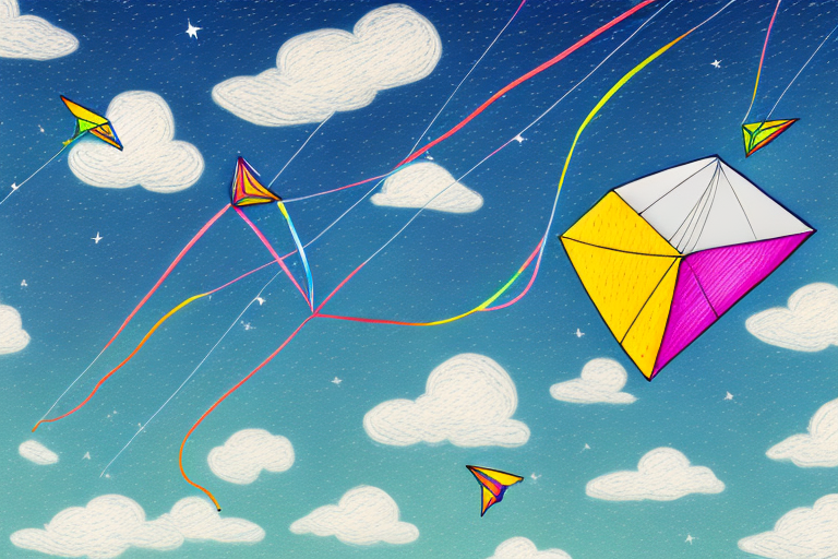 A colorful kite and paper airplane flying in a starry night sky