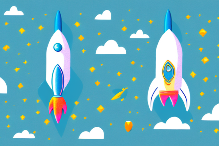 A rocket ship bookmark with a colorful background