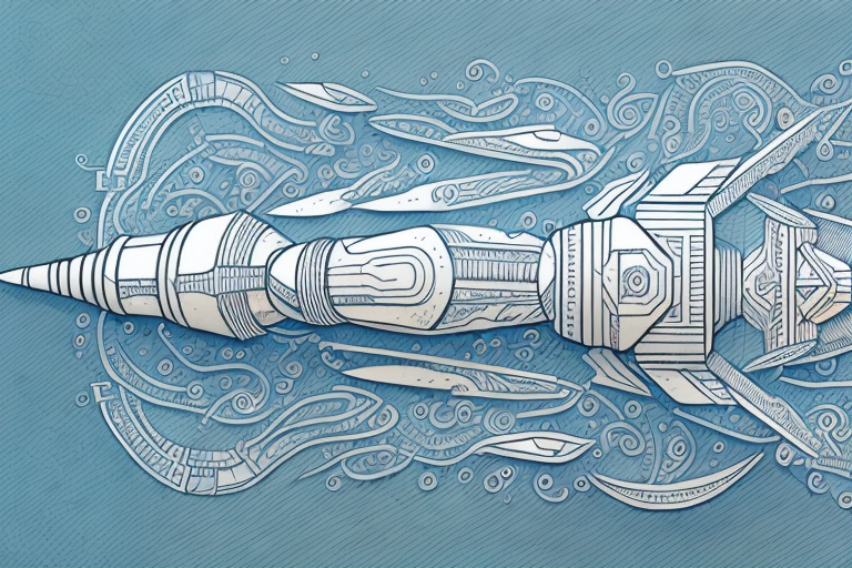 A rocket ship paper puppet with intricate details and folds