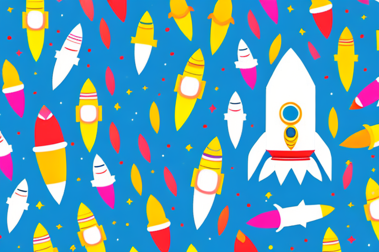 A rocket ship paper crown with colorful paper and decorations